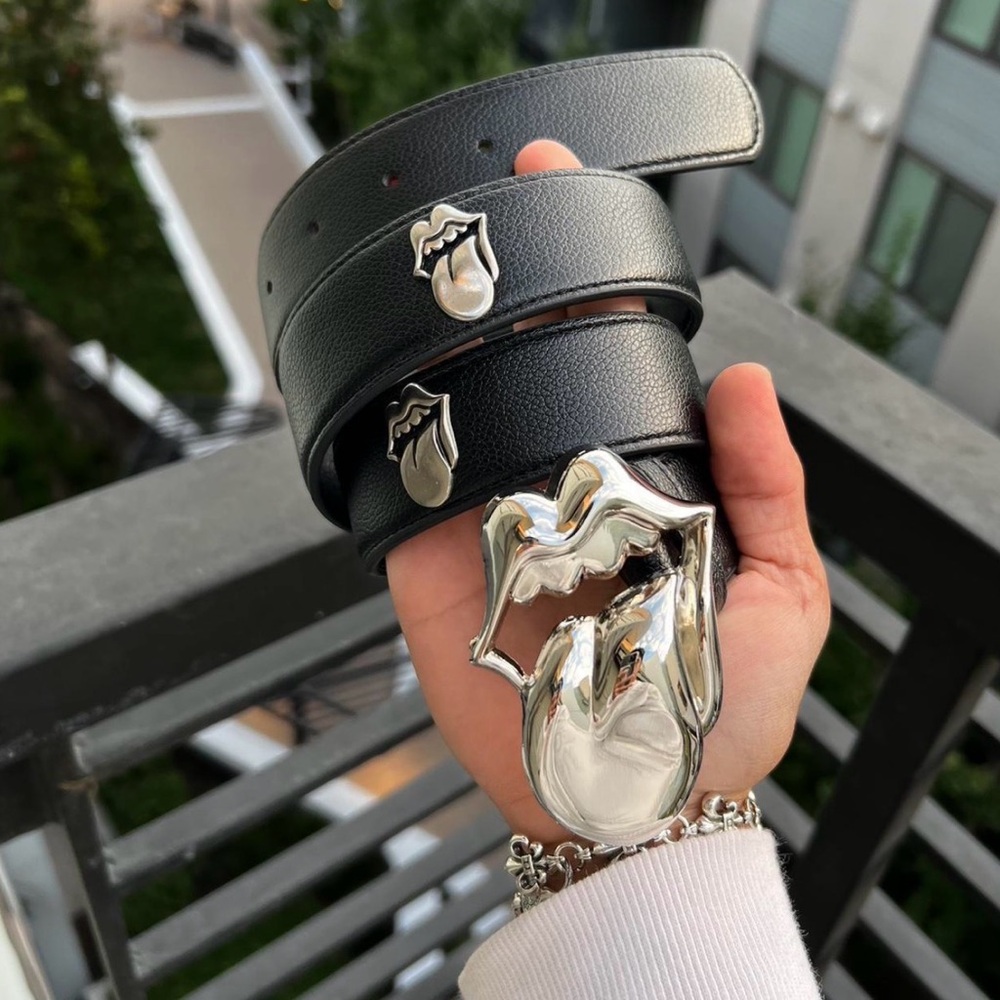 Black Belt with Silver Tongue Buckle